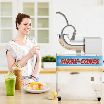 Commercial Shaved Ice Machine, 440 Lbs/H Stainless Steel Ice Crusher with Safety On/Off Switch
