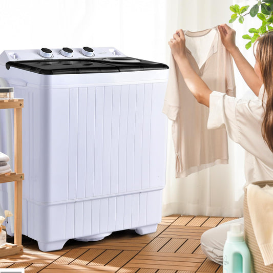 Portable Washing Machine 2-in-1 Twin Tub 26lbs Capacity Laundry Washer(18lbs) and Spinner(8lbs) with Control Knobs