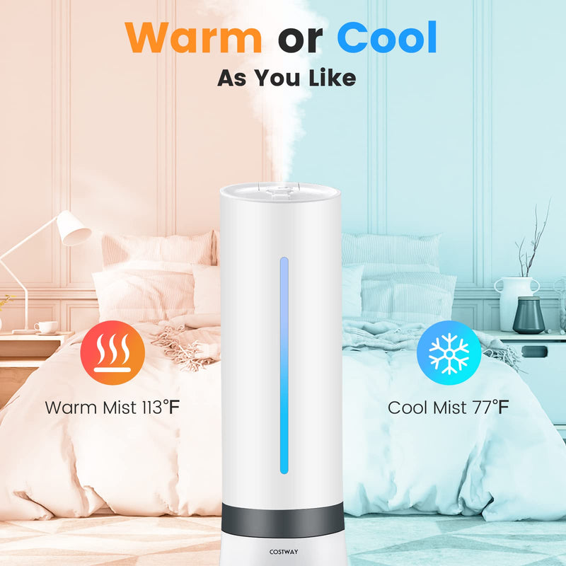 Humidifier for Bedroom Large Room, 2.4 Gallon Warm & Cool Mist Top Fill Ultrasonic Air Vaporizer with Auto Mode