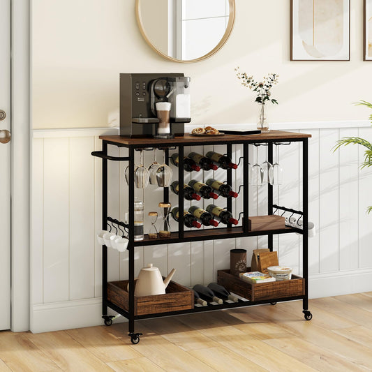 Home Serving Cart Industrial Rolling Beverage Cart