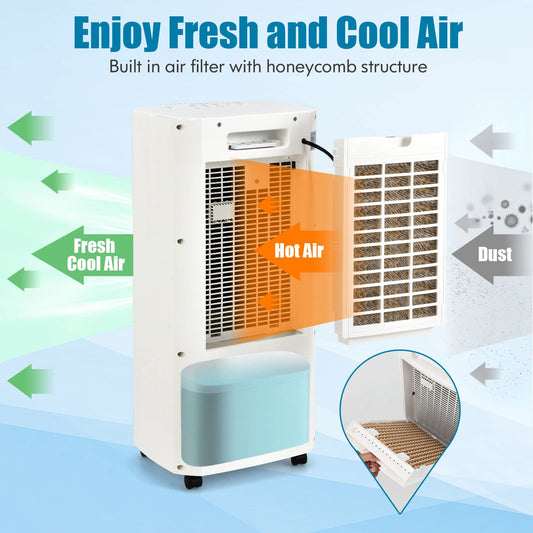 Evaporative Air Cooler, Portable Swamp Cooler with Remote Control, 2 Ice Packs, 15H Timer, 1.3 Gal Water Tank