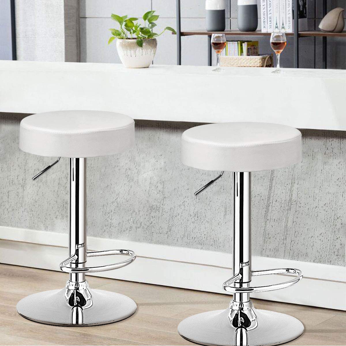 Bar Stools Set of 1/2/4 Modern Swivel Backless Round Barstool