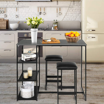 3 Piece Dining Set with Rectangular Faux Marble