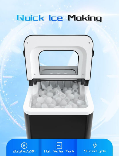 ARLIME Portable Ice Maker Machine for Countertop, Bullet Ice Cubes Ready in 8 Mins, 26LBS/24H