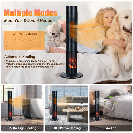 Ceramic Heater 1500W Electric Space Heater with Remote Control