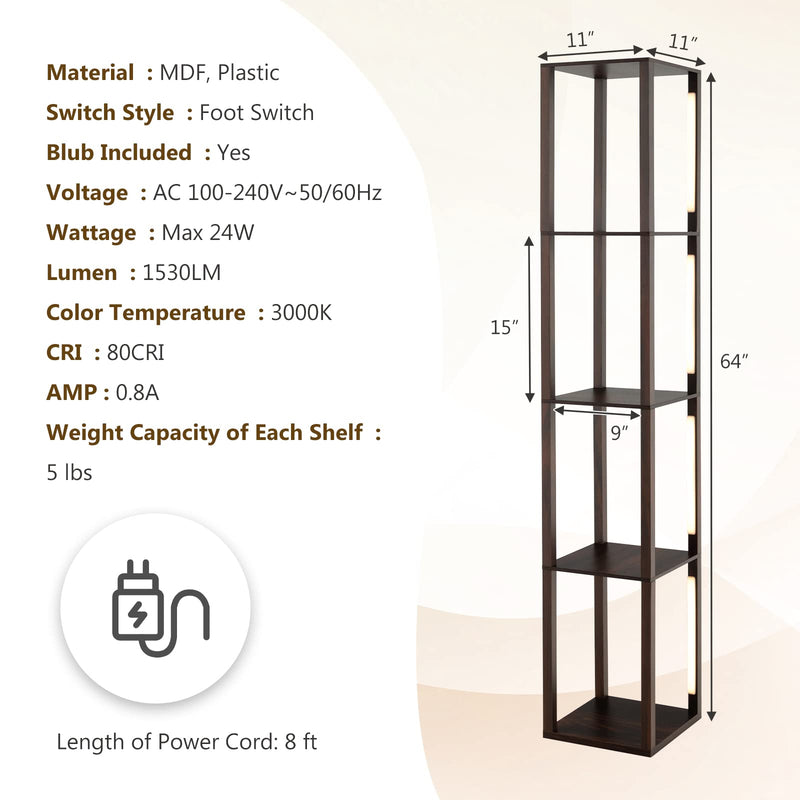 ARLIME Floor Lamp with Shelves