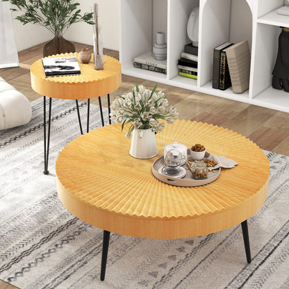 Farmhouse Round Coffee Table Set of 2 for Living Room