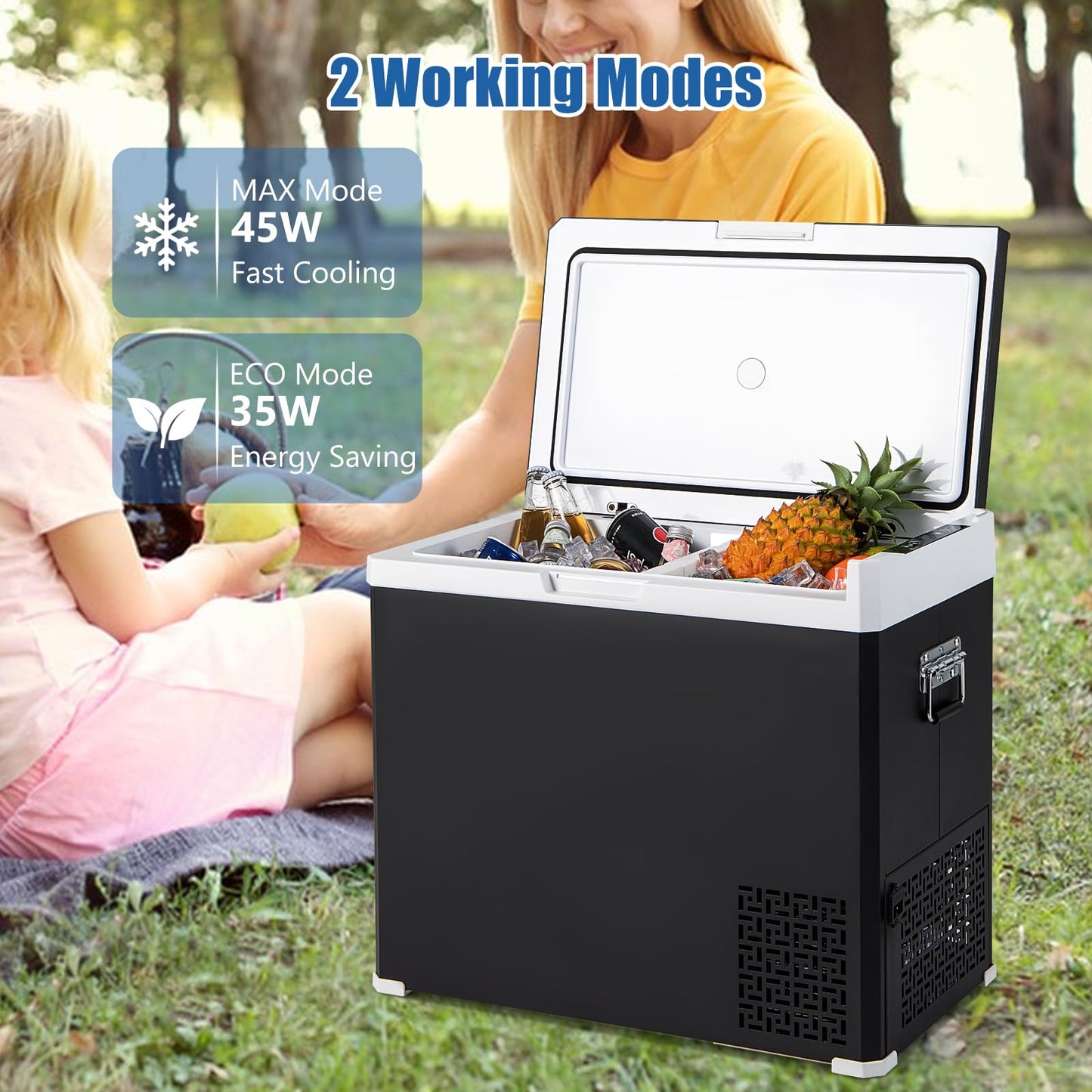 ARLIME 12 Volt Car Refrigerator, 53QT (50L) Dual Zone Portable Car Fridge