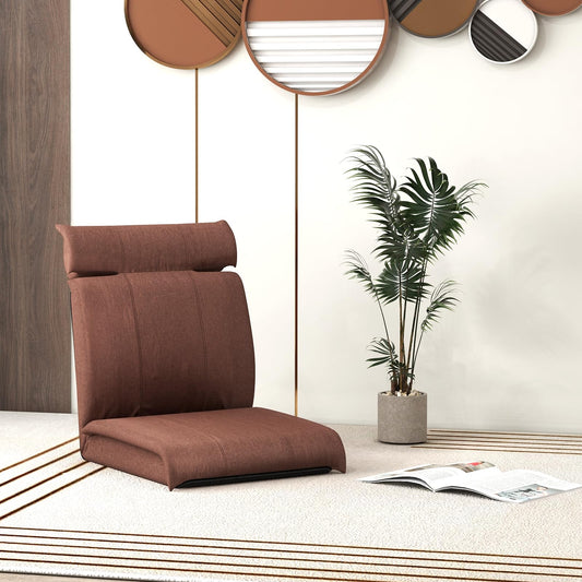 Folding Floor Chair Convertible Lazy Sofa Chair with 14-Position Adjustable Reclining Backrest & 5-Position Headrest