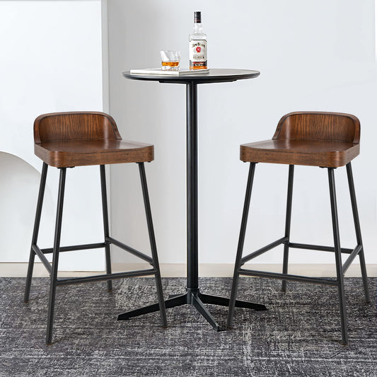 Bar Stool 24.5'' Industrial Pub Stool with Low Backrest and Footrest