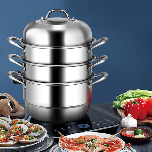 4-Tier Steamer for Cooking 11 Inch Stainless Steel Steamer Pot