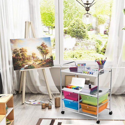 ARLIME 4-Drawer Storage Cart, 4 Drawer 2 Shelves Trolley, Rolling Organizer Cart