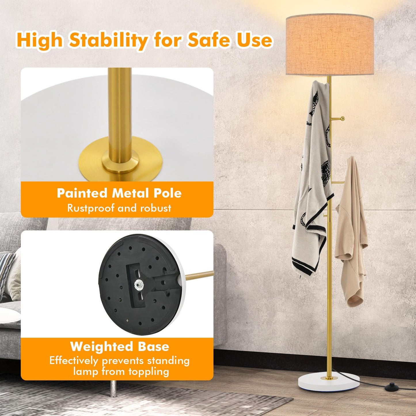 ARLIME Floor Lamp with Coat Rack