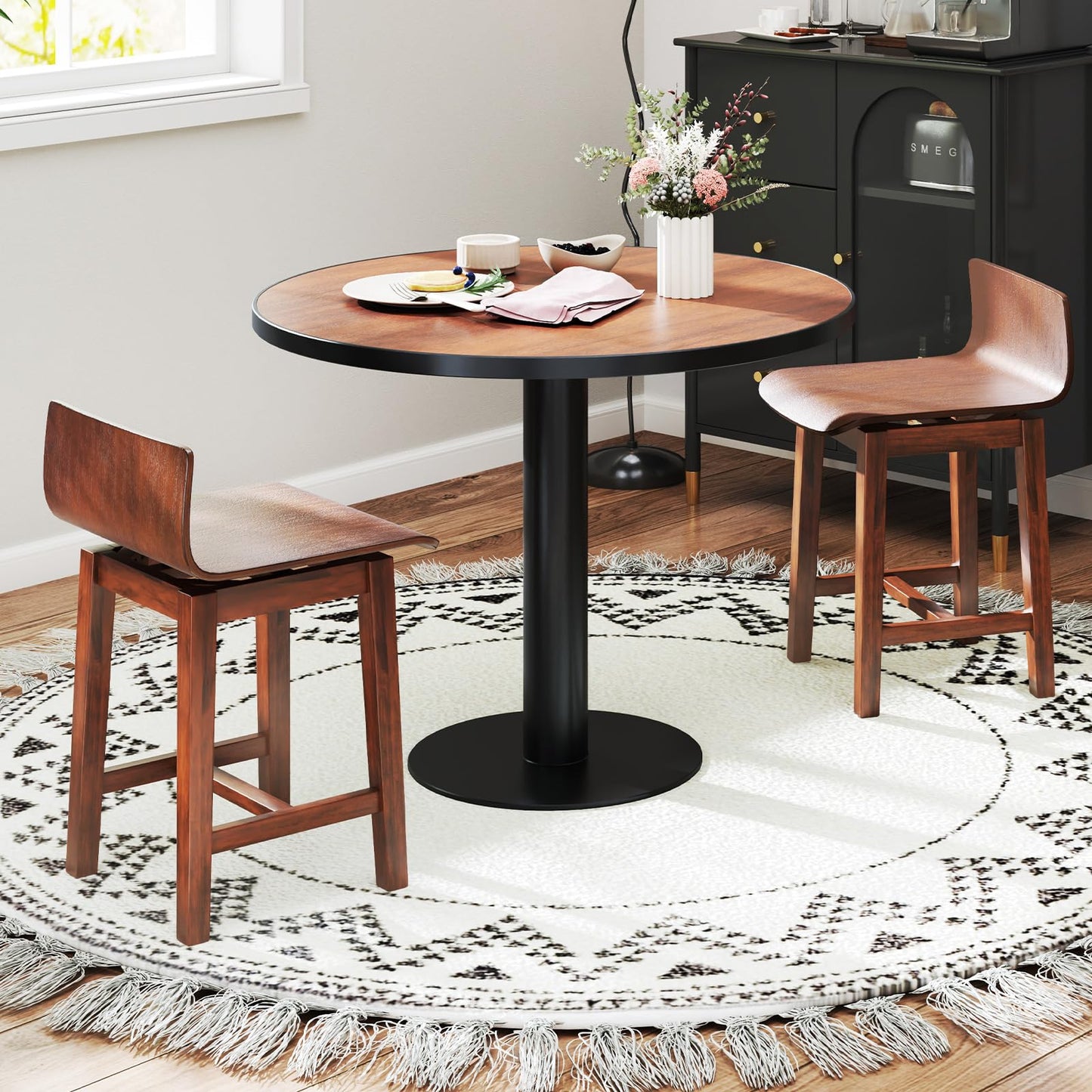 Swivel Solid Wood Dining Stools Set of 2/4 for Kitchen Island