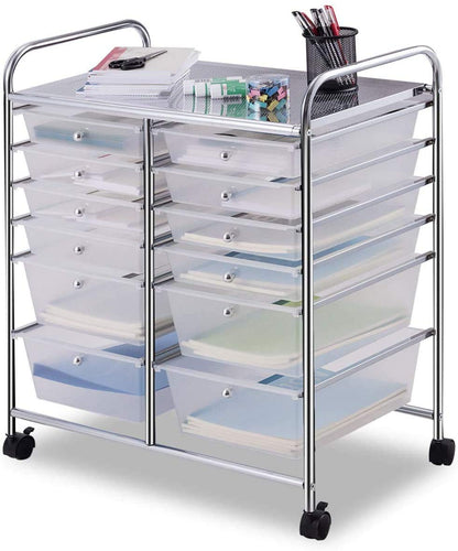 12-Drawer Rolling Storage Cart 12 Drawer Organizer Trolley