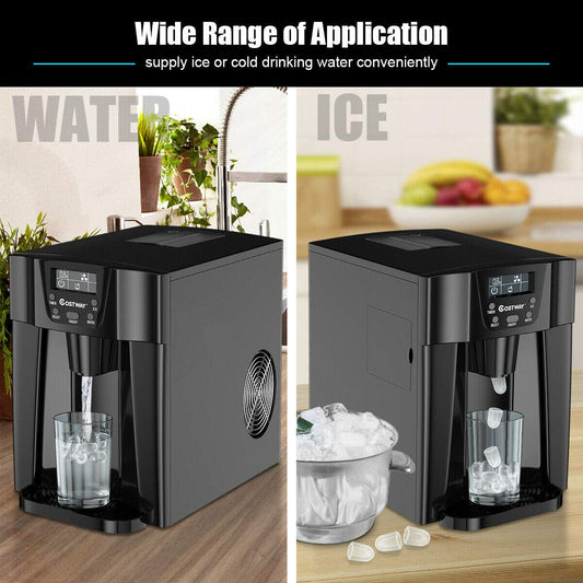 2 in 1 Countertop Ice Maker with Built-in Water Dispenser