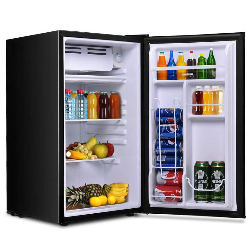 Compact Refrigerator, Single Door 3.2 CU.FT. Mini Fridge Compartment with Adjustable Thermostat and Removable Glass Shelves