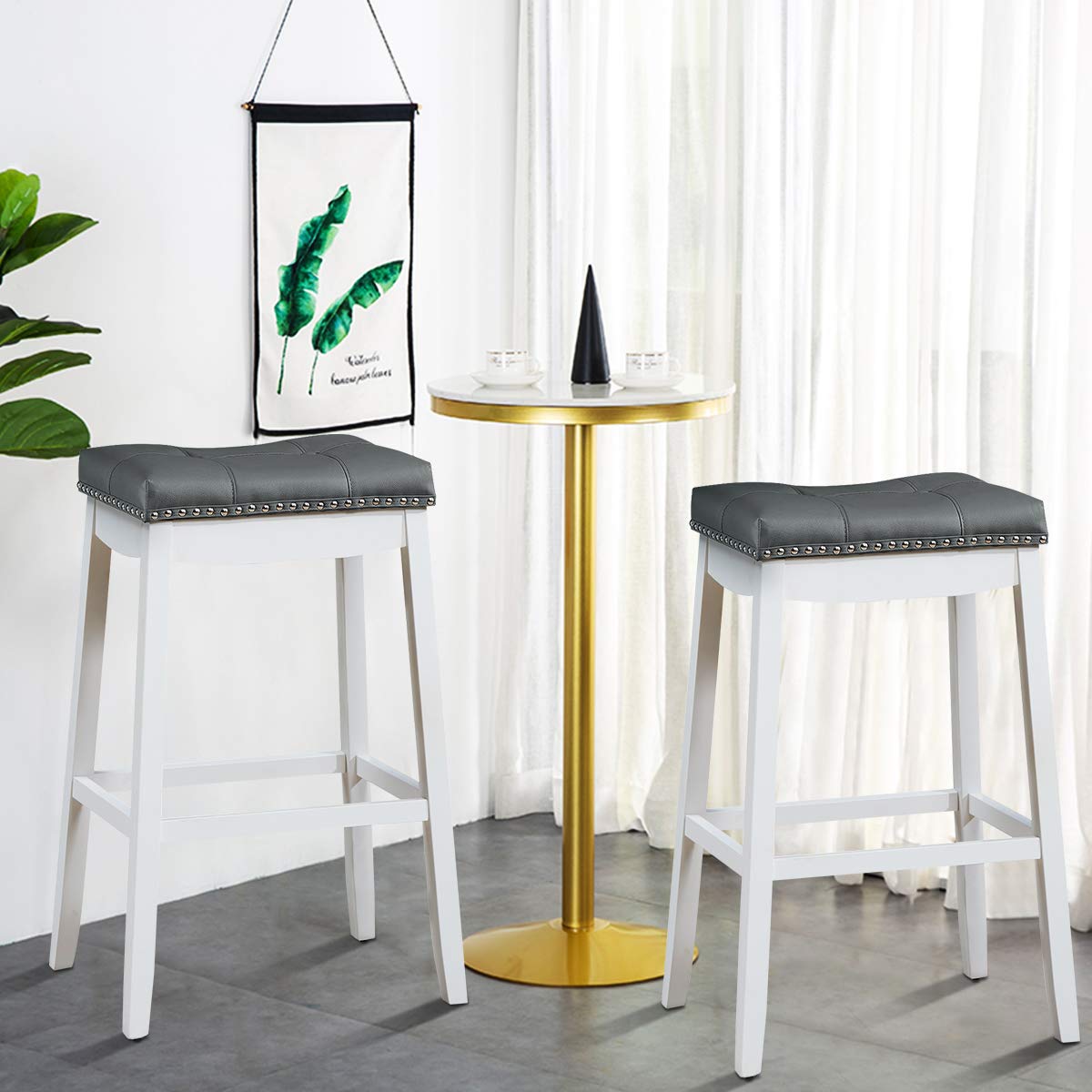 Bar Stools Set of 2/4 29-Inch Height Backless Counter Stool