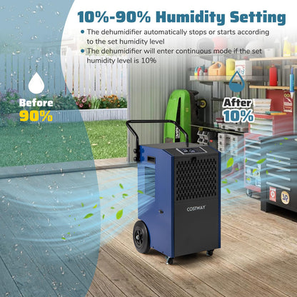 154 Pints Commercial Dehumidifier with Pump with Drain Hoses for Basements