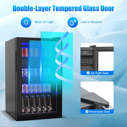 Beverage Refrigerator 120 Can Beverage Cooler with LED Light