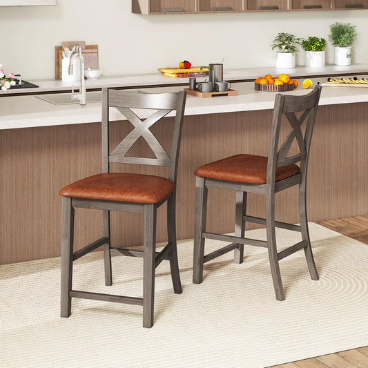 24’’ Counter Height Barstools with Rubber Wood Frame