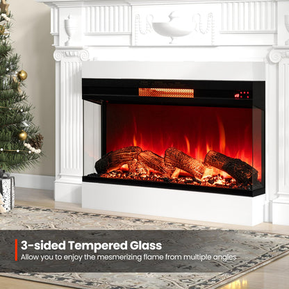 36-Inch 3 Side Glass Electric Fireplace with Remote Control