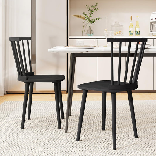 Windsor Dining Chairs Set of 2/4 with Spindle Back and Contoured Seat for Home