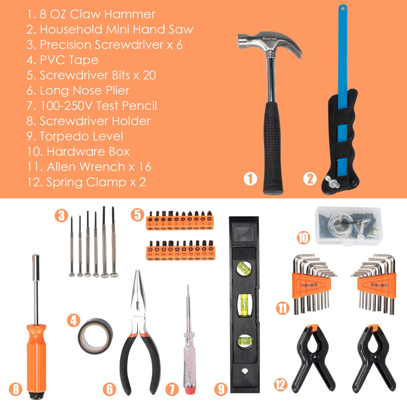 95-Pieces Household Tool Kit General Mechanics Tools with Hammer Plier Screwdriver Set