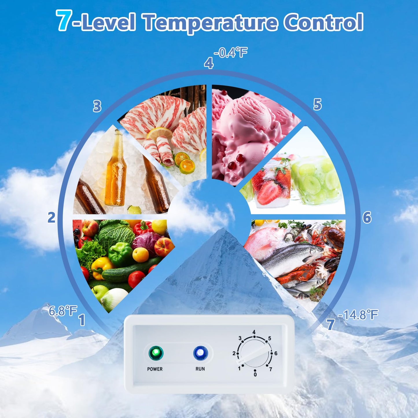 10 Cu.Ft. Chest Freezer, Compact Deep Freezer with 7-Level Adjustable Temperature, Removable Basket