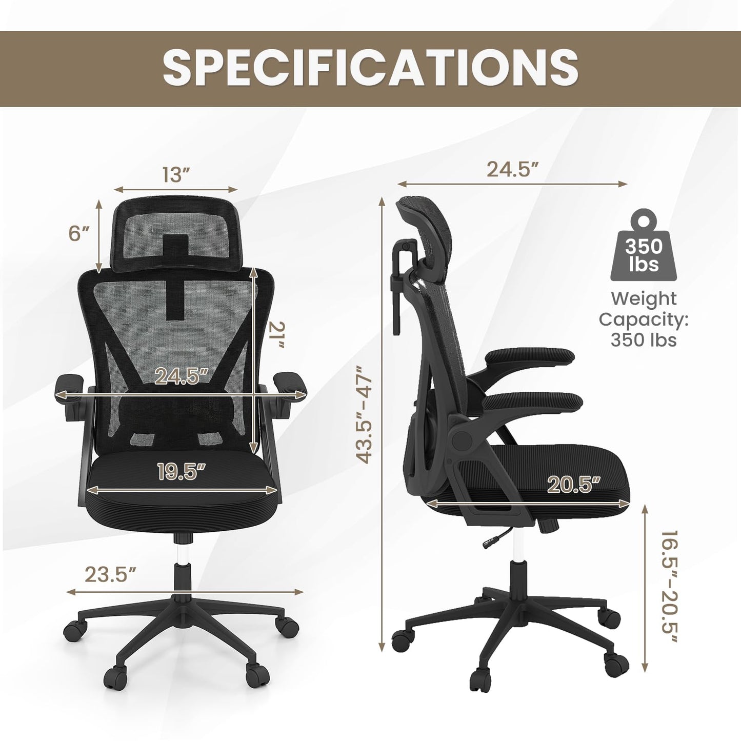 Ergonomic Mesh Office Chair for Home Office Study Room