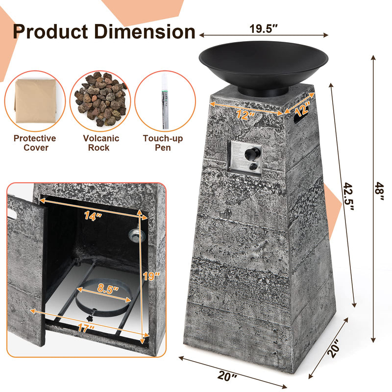 Outdoor Burning Fire Bowl W/Lava Rocks & PVC Cover