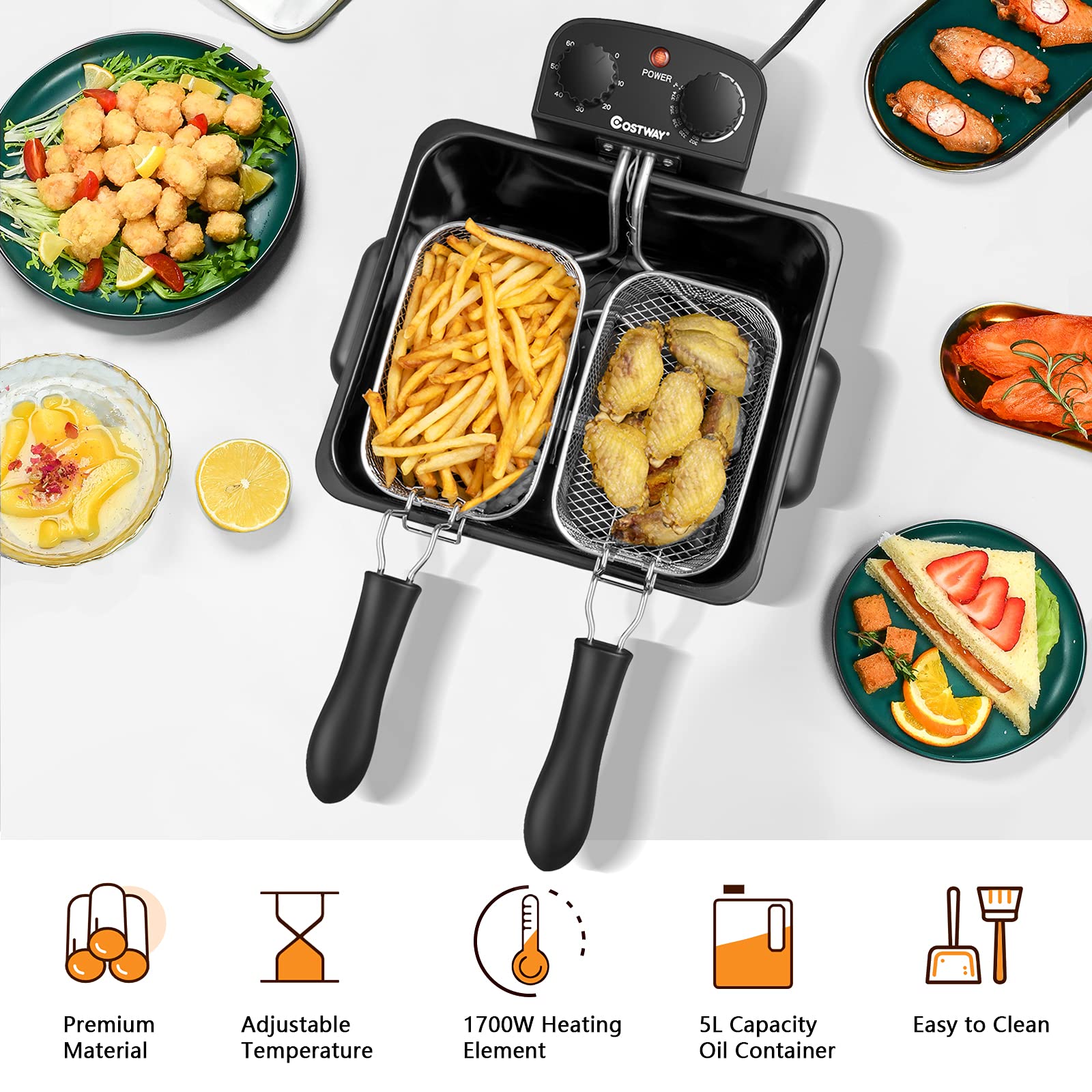 5.3Qt Deep Fryer with Basket - Arlime