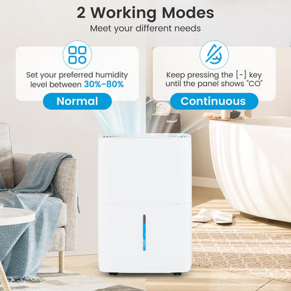 6000 Sq.Ft Portable Large Home Dehumidifier for Basements with 2 Modes & 3 Fan Speeds