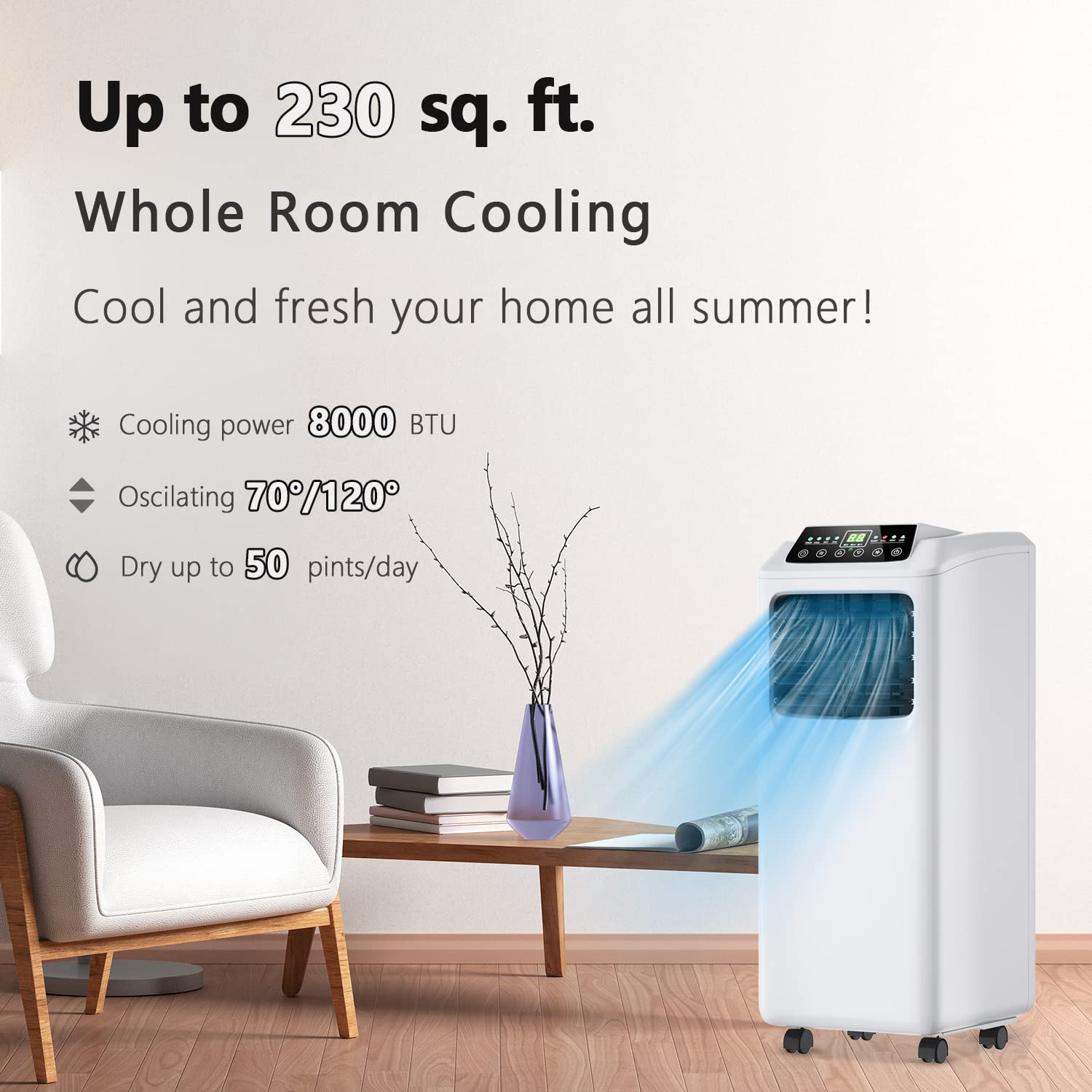 Air Conditioner Portable 9000 BTU, 3-in-1 Floor AC Unit - Arlime
