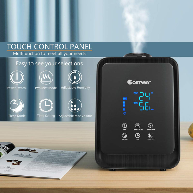 Ultrasonic Air Humidifier, 4.5L/1.2 Gallon, Warm and Cool Mist Humidifier, Whisper-quiet Operation (Black)
