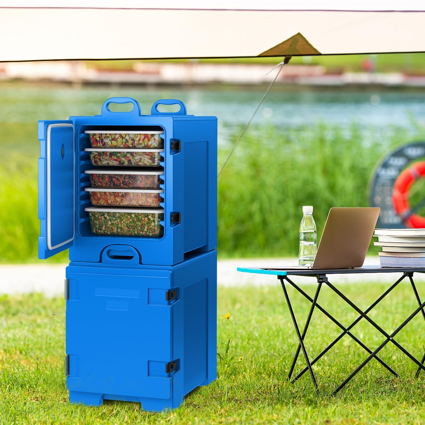 ARLIME Insulated Food Pan Carrier, End-Loading Insulated for 5 Full-Size Pans