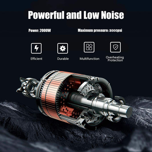 3000PSI Electric Pressure Washer, Portable High Power Washer w/ 5 Nozzles, Hose Reel, Soap Bottle, 2 GPM 2000W (Red)