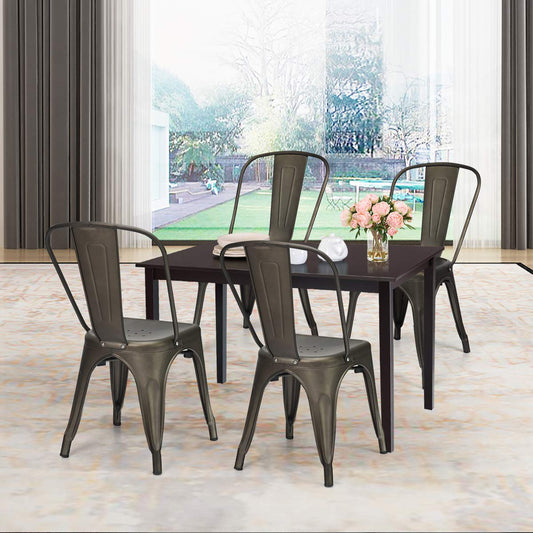 18 Inch Dining Chair Set of 4 with Detachable High Backrest for Home
