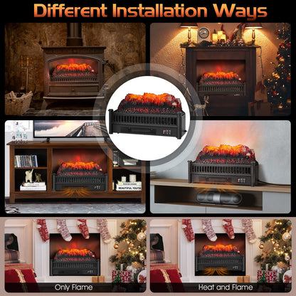 ARLIME 23" Electric Fireplace Log Set Heater, Portable Realistic Ember Bed Fireplace Insert w/Adjustable Flame Brightness & Temperature
