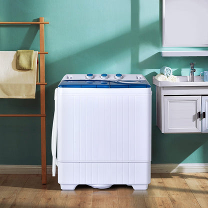 Portable Washing Machine 2 in 1 Twin Tub 26Lbs Capacity Washer(18Lbs) and Spinner(8Lbs) with Control Knobs
