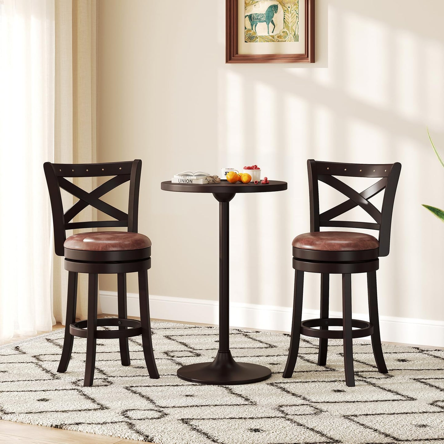 30" Swivel Counter Height Bar Chairs with Copper Nails