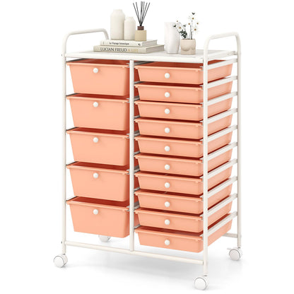 ARLIME 15-Drawer Storage Cart, 15 Drawer Trolley, Rolling Organizer Cart