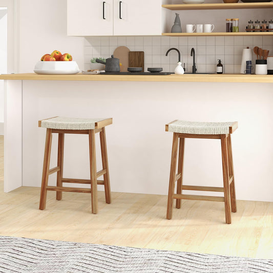 Dining Saddle Stools Set of 2/4 25.5-inch Counter Height Chairs