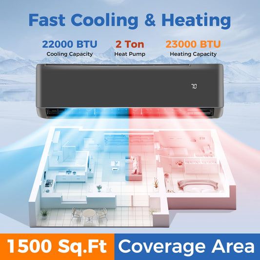 ARLIME 24000 BTU Wifi Enabled Mini Split Air Conditioner, 21 SEER2 208-230V Ductless Inverter AC