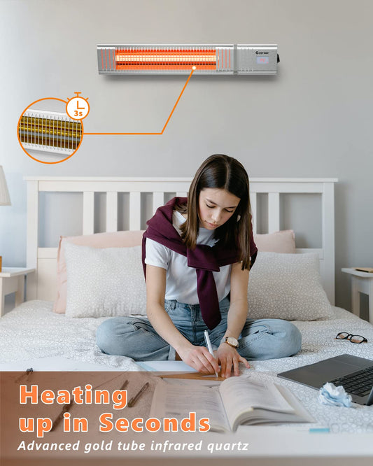 ARLIME Electric Patio Heater, Wall-Mounted Infrared Patio Heater, 1500W Infrared Heater