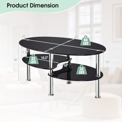 Glass Coffee Table 3-Tier Sofa End Table