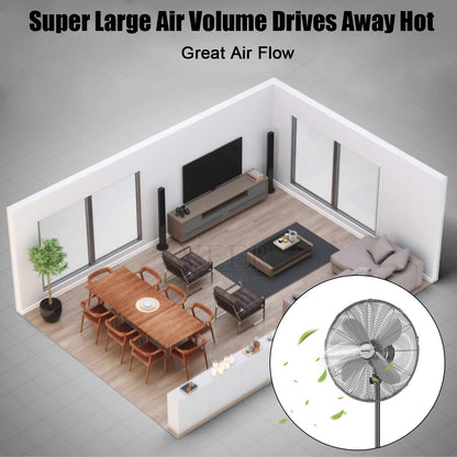 Metal Pedestal Fan 18-Inch Quiet Oscillating Standing Fan