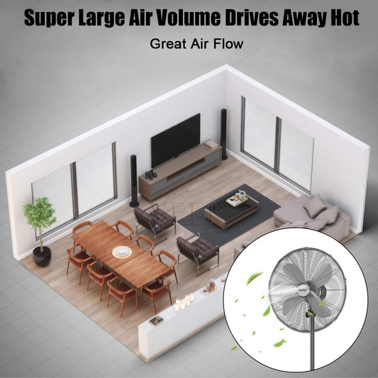 Metal Pedestal Fan 18-Inch Quiet Oscillating Standing Fan