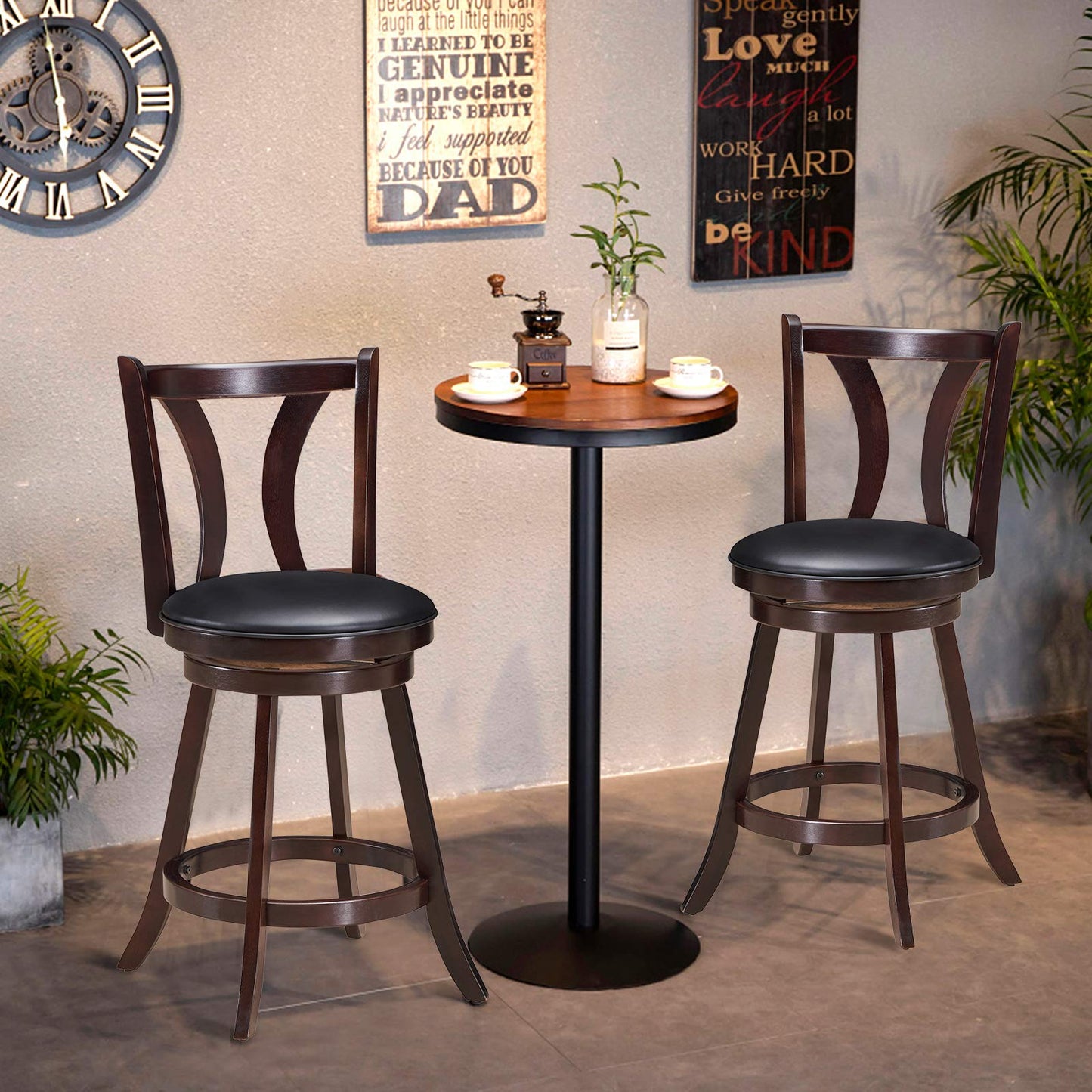 360-Degree Swivel Stools with Leather Padded Seat