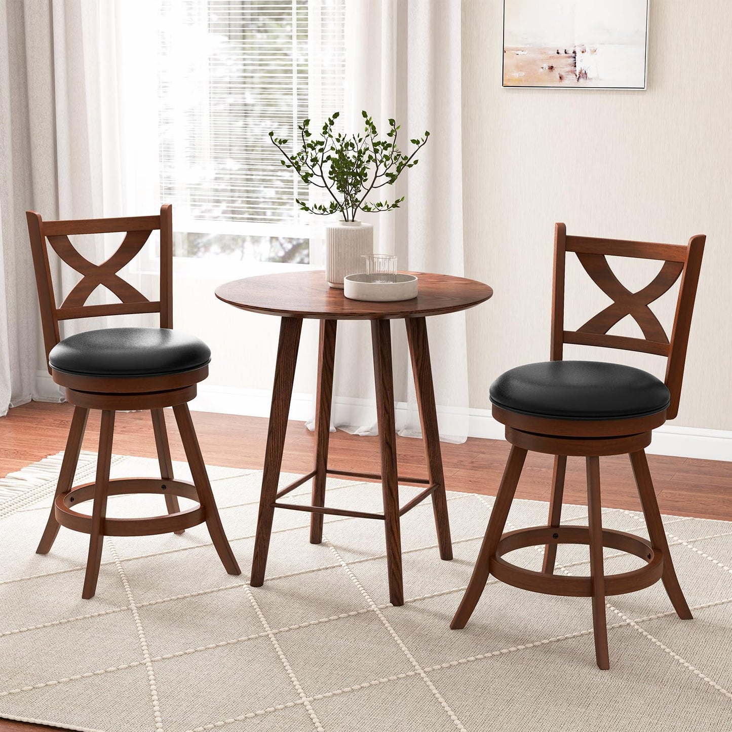 Bar Stools Set of 2/4 24/30 Inch Classic Counter Height Chairs